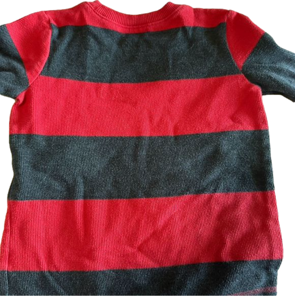 Jumping Beans Boys Red Striped Long Sleeve Crew Neck T-Shirt, Size 4, Pre-Owned